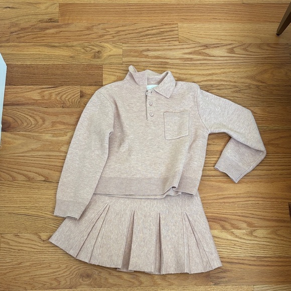 Zara Other - Zara Girls' Knit Polo Sweater & Pleated Skirt Set - Blush Pink
